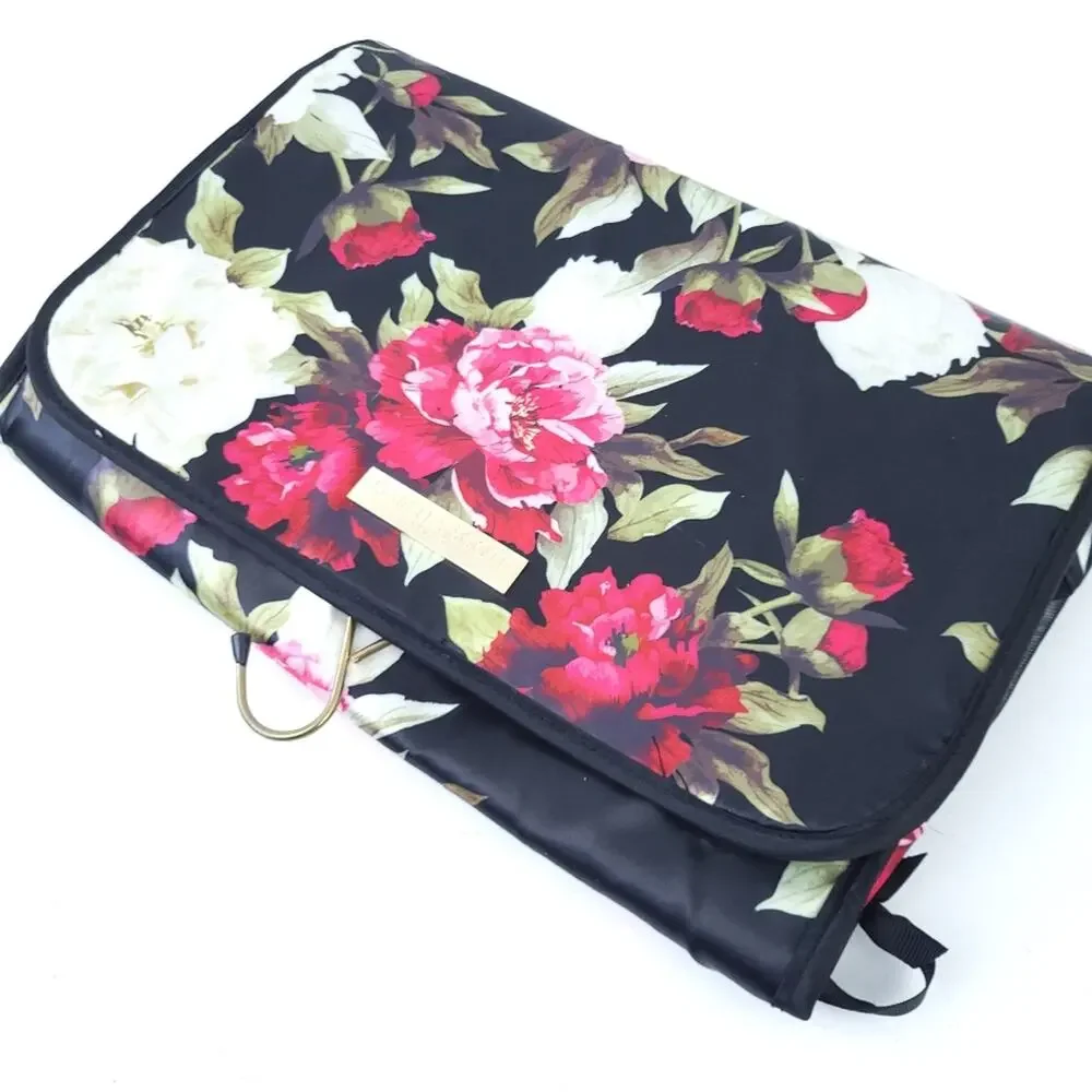 Isabella Scott Hanging Makeup Cosmetic Toiletry Oranizer Travel Fold Up Floral